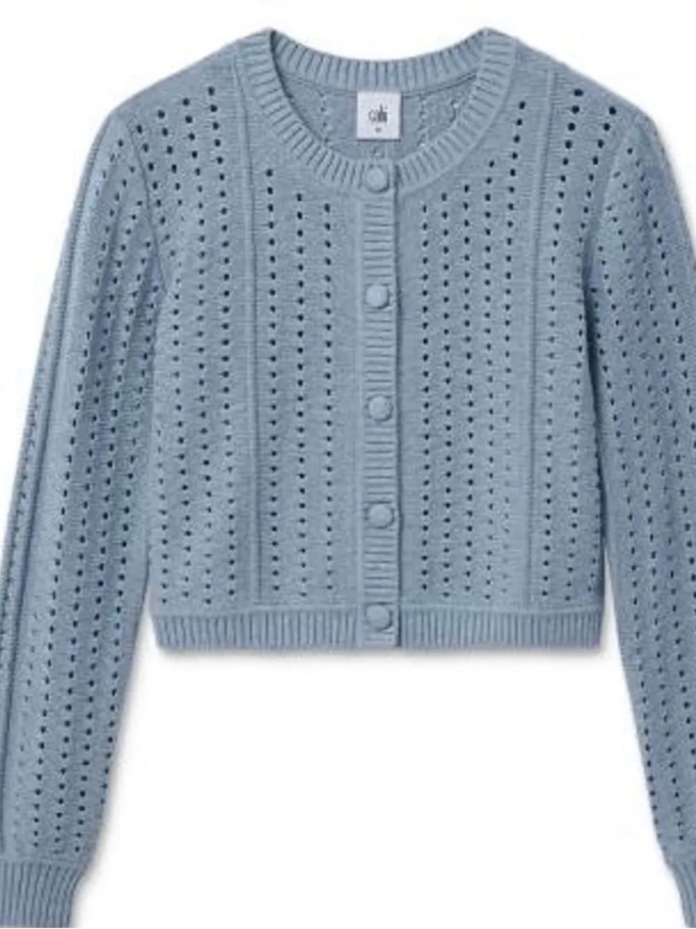 Cabi Lattice Crochet Blue Cardigan, 2026, style 6957, Small, New